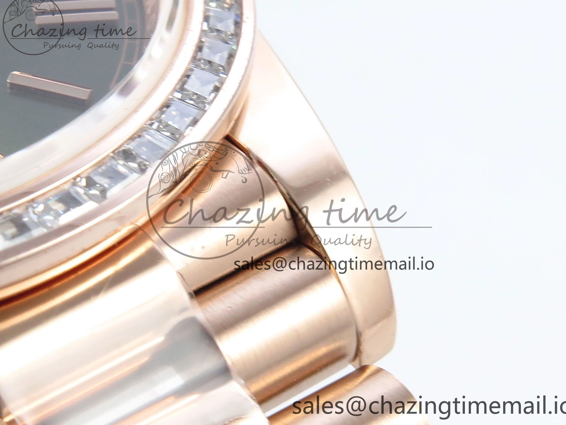 Roman on Weight) DayDate Best Green Dial President V5 A2836 1:1 Bracelet Edition 40 Bezel RG QF Diamonds (Gain 0111